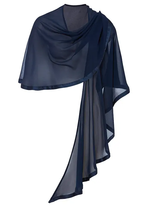 Stola mit feinem Satindetail in blau von vorne - bonprix