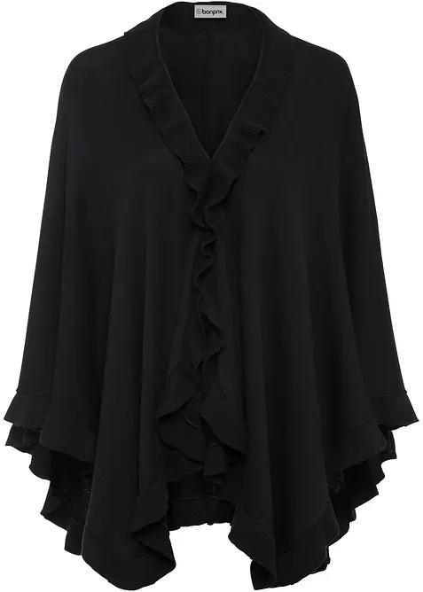 Poncho mit Kaschmiranteil in schwarz - bonprix
