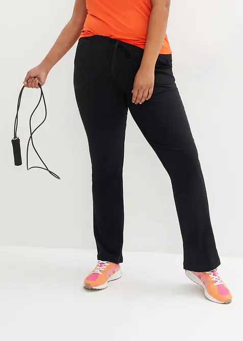 Hose mit reiner Bio-Baumwolle mit Stretch in schwarz von vorne - bonprix