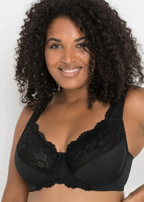 Minimizer-BH mit gepolsterten Trägern (2er Pack) in schwarz von vorne (im Anschnitt) - bonprix