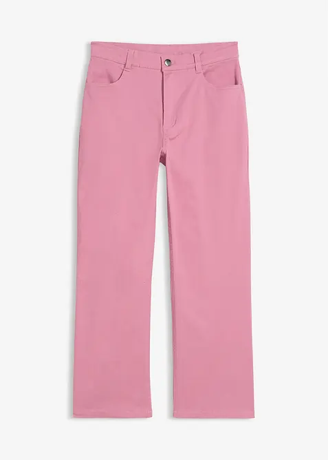 Twillhose Cropped aus elastischem Baumwoll-Mix in rosa von vorne - bonprix