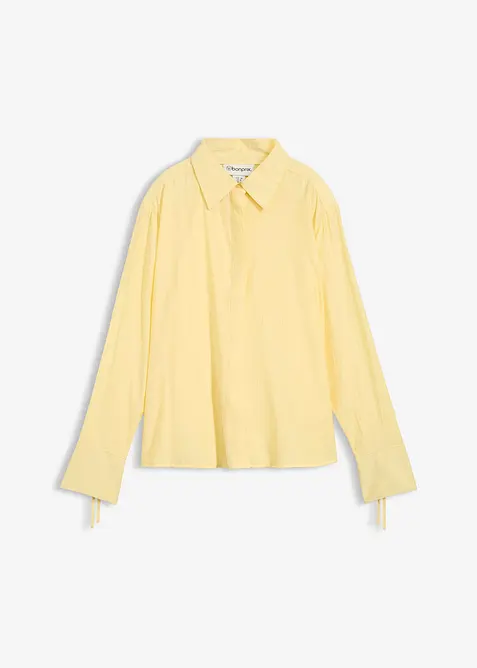 Hemdbluse aus fließendem Viskose-Mix in gelb von vorne - bonprix