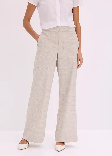 Glencheck Marlenehose mit Viskose in gelb von vorne - bonprix