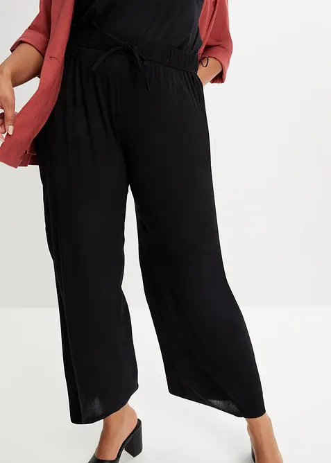 Schlupfhose aus softer Viskose in schwarz von vorne - bonprix
