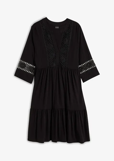 Tunika-Kleid aus softer Viskose in schwarz von vorne - bonprix