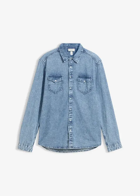 Jeanshemd aus reiner Bio-Baumwolle in blau von vorne - bonprix