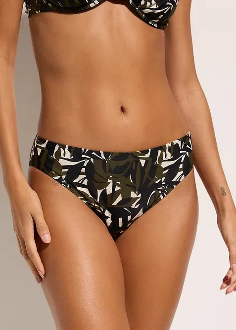 Bikinihose (2er Pack) uni und bedruckt in schwarz von vorne - bonprix