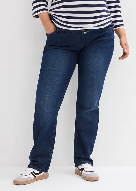 Umstandsjeans aus Bio-Baumwolle, Straight Leg in blau von vorne - bonprix