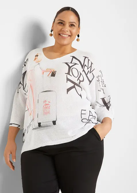Pullover in weiß von vorne (im Anschnitt) - bonprix