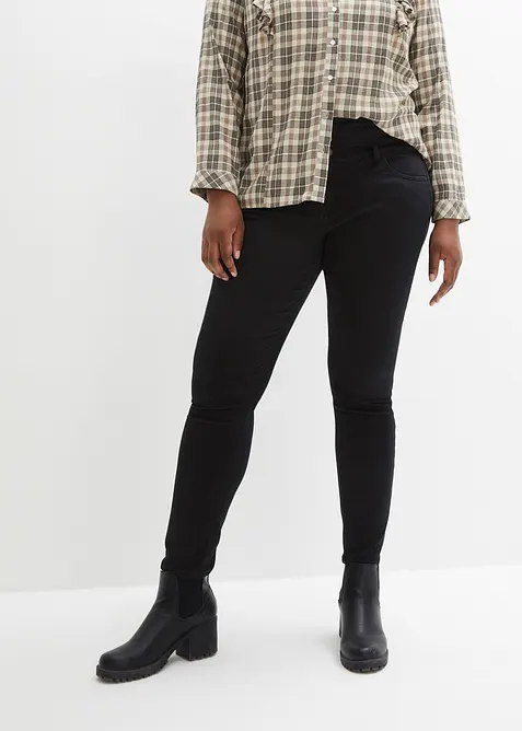 Wärmende Skinny Jeans High Waist, Shaping in schwarz von vorne - bonprix