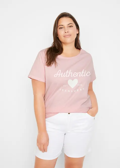 T-Shirt in rosa von vorne (im Anschnitt) - bonprix