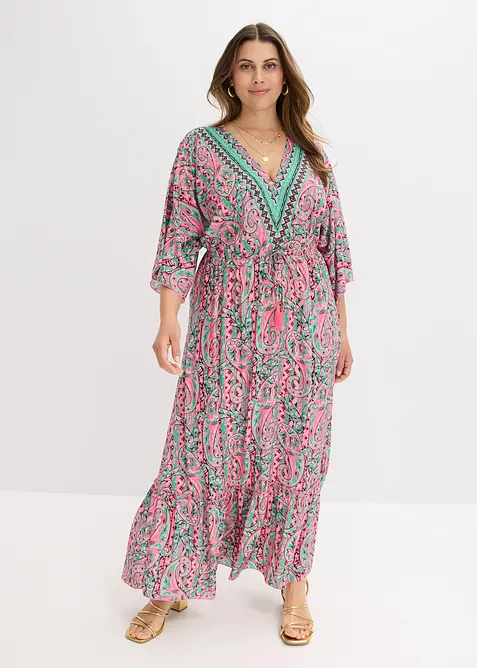 Maxikleid aus fließender Viskose in pink von vorne (Totalaufnahme) - bonprix