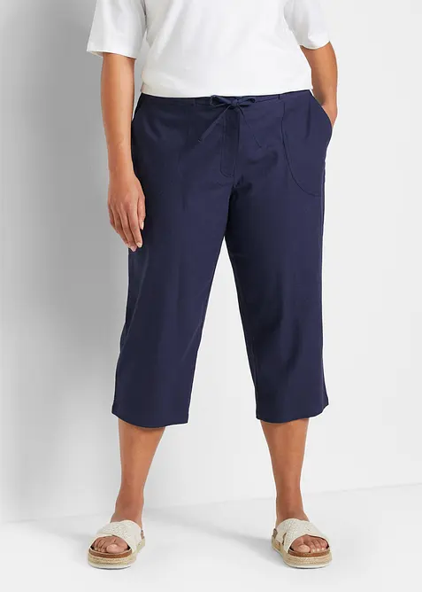 3/4-Hose aus Leinen-Mix in blau von vorne - bonprix
