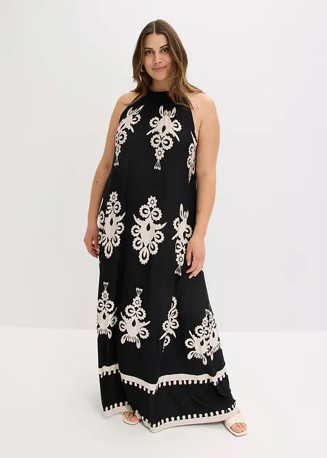 Jerseykleid aus softem Viskose-Mix in schwarz von vorne (Totalaufnahme) - bonprix