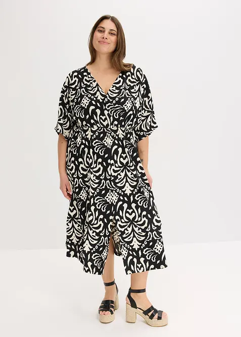 Jerseykleid in schwarz von vorne (Totalaufnahme) - bonprix