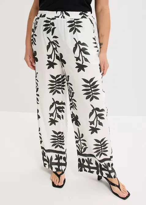 bedruckte Hose aus fließender Viskose in weiß von vorne - bonprix