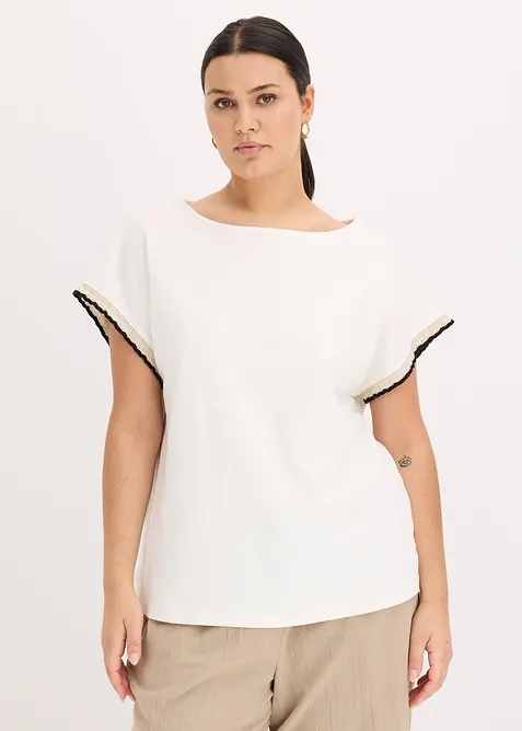 Shirt aus reiner Baumwolle in weiß von vorne (im Anschnitt) - bonprix