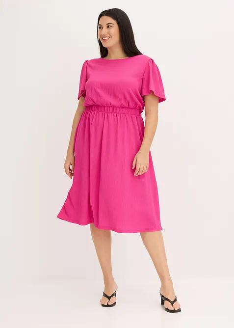 Ausgestelltes Jerseykleid in pink von vorne (Totalaufnahme) - bonprix
