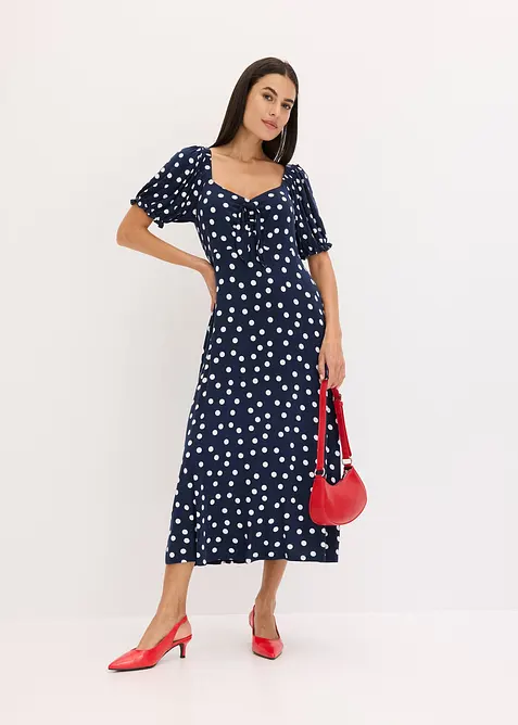 Midikleid aus Viskose-Mix in blau im Look von vorne (Totalaufnahme) - bonprix