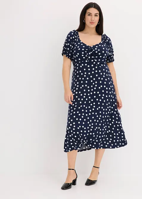 Midikleid aus Viskose-Mix in blau von vorne (Totalaufnahme) - bonprix