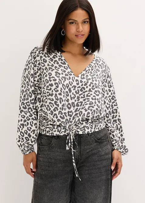 Bluse mit Raffung in weiß von vorne (im Anschnitt) - bonprix