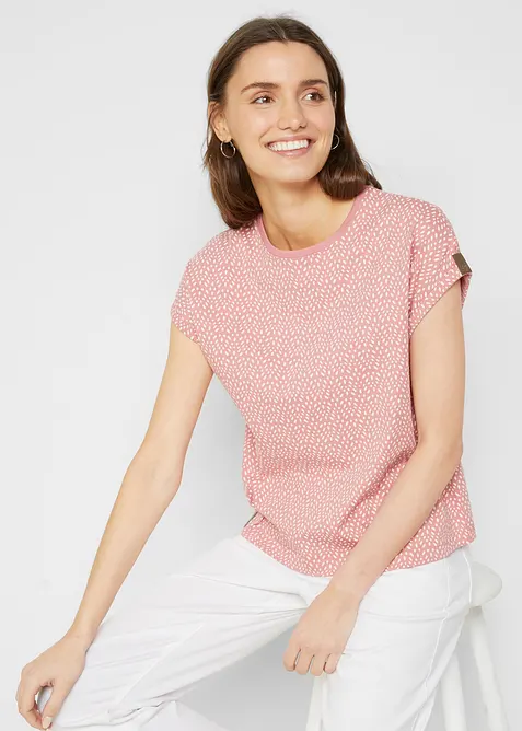 T-Shirt (2er Pack) in rosa von vorne (im Anschnitt) - bonprix