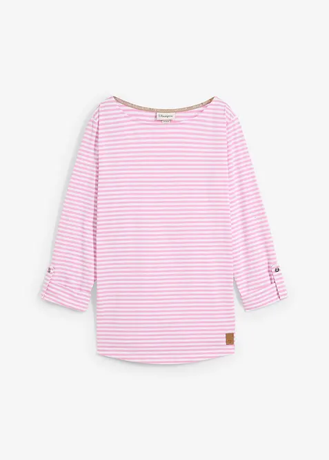 Langarmshirt aus reiner Baumwolle in rosa von vorne - bonprix