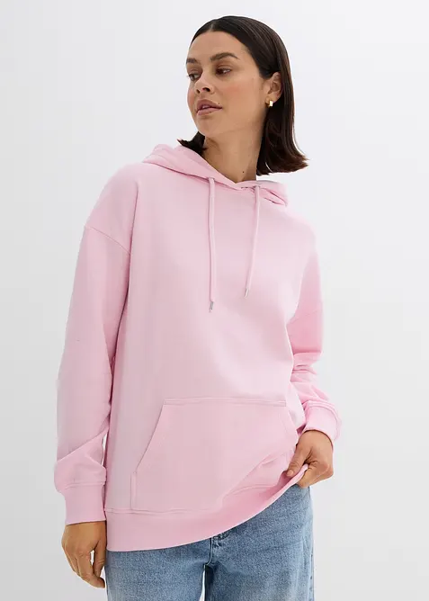 Oversize Hoodie in rosa von vorne (im Anschnitt) - bonprix