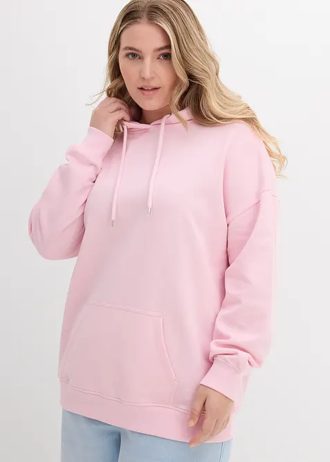 Oversize Hoodie in rosa von vorne (im Anschnitt) - bonprix