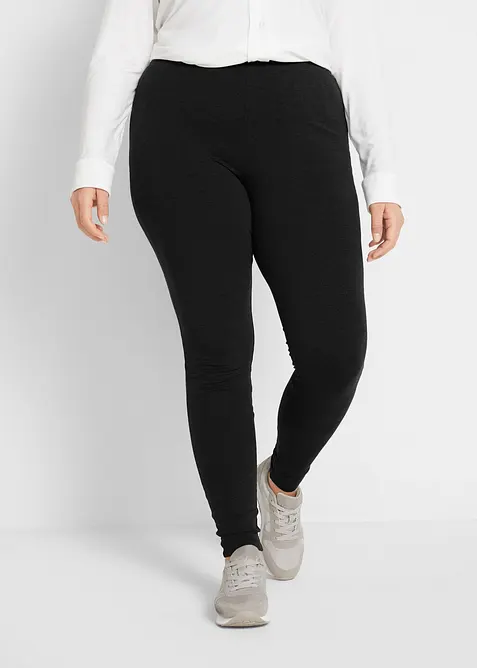 Leggings (2er Pack) in schwarz von vorne - bonprix