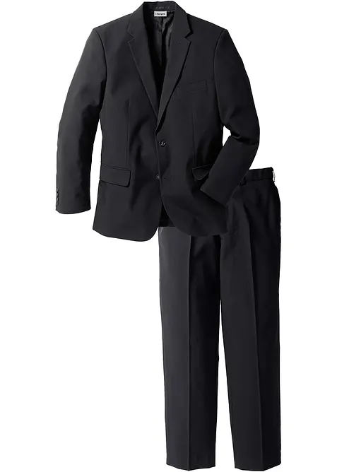 Anzug in Regular Fit (2-tlg. Set) in schwarz von vorne - bonprix