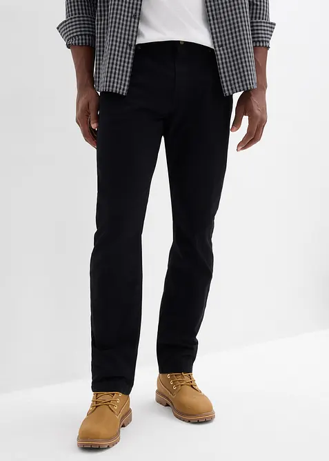 Regular Fit Twillhose aus reiner Baumwolle, Straight in schwarz von vorne - bonprix