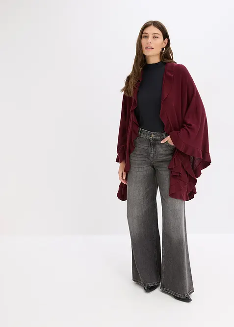 Poncho mit Kaschmiranteil in rot von vorne (im Anschnitt) - bonprix
