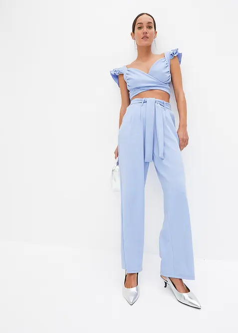 Top und Hose (2-tlg.Set) in blau im Look von vorne (Totalaufnahme) - bonprix