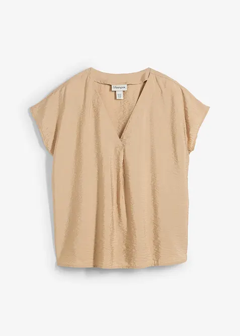 Tunikabluse aus fließendem Viskose-Mix in beige von vorne - bonprix