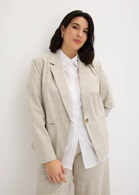Glencheck Blazer in gelb von vorne (im Anschnitt) - bonprix