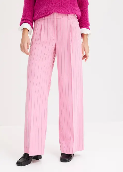 Nadelstreifen Marlenehose aus softem Viskose-Mix in rosa von vorne - bonprix