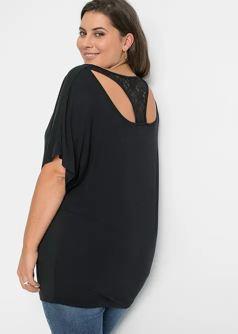 Shirt aus Viskose-Mix in schwarz von hinten (im Anschnitt) - bonprix