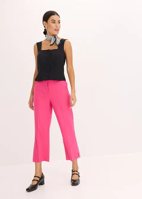 3/4-Hose aus softem Viskose-Mix in pink im Look von vorne (Totalaufnahme) - bonprix