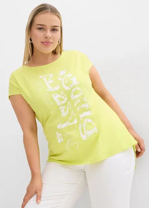 Longshirt aus reiner Bio-Baumwolle in gelb von vorne (im Anschnitt) - bonprix