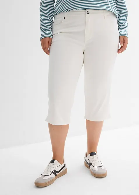 Capri-Hose mit Bequembund in weiß von vorne - bonprix