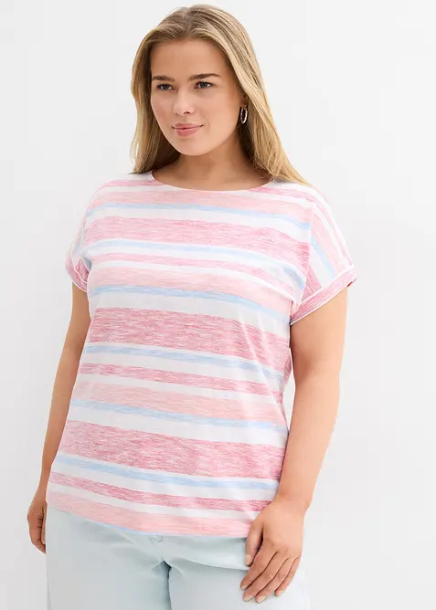 T-Shirt aus reiner Bio-Baumwolle in rot von vorne (im Anschnitt) - bonprix