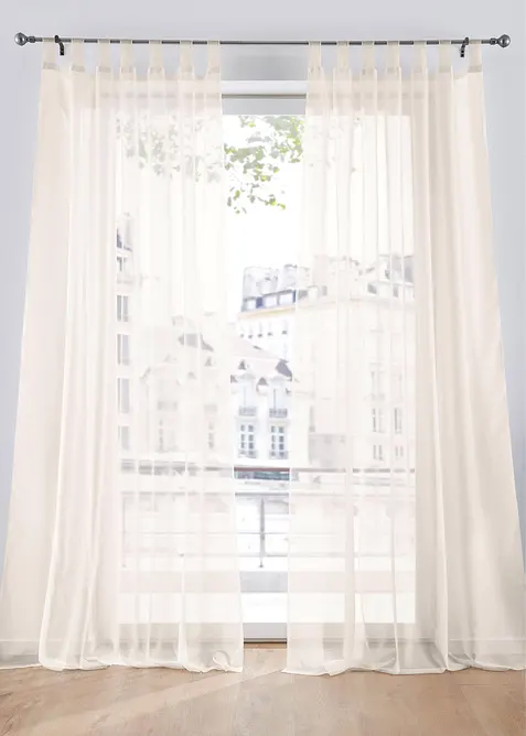 Transparente Gardine aus feinem Voile (2er Pack) in beige - bonprix