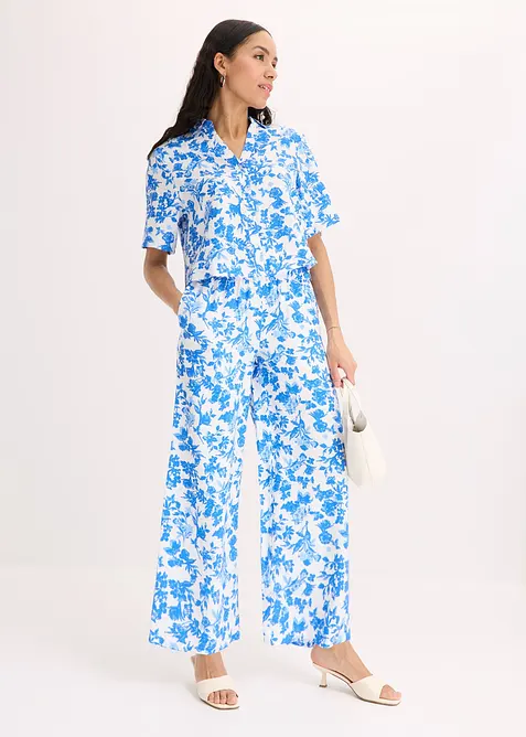 Kurzarmbluse aus softem Viskose-Mix in weiß im Look von vorne (Totalaufnahme) - bonprix