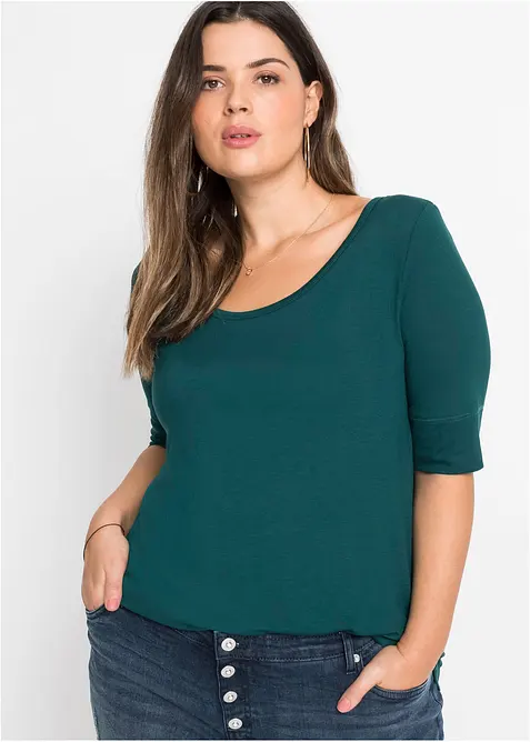 Shirt aus softem Viskose-Mix in grün von vorne (im Anschnitt) - bonprix