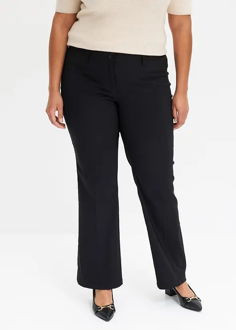 Stretch-Hose aus elastischem Bengalin in schwarz von vorne - bonprix