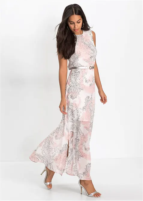 Ärmelloses Chiffonkleid in weiß im Look von vorne (Totalaufnahme) - bonprix