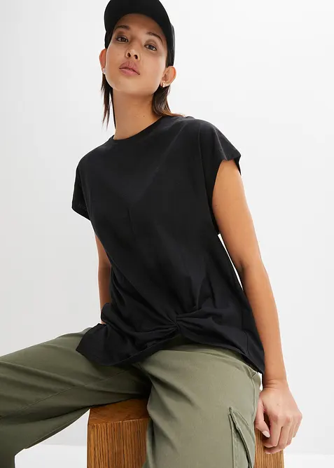 Shirt aus reiner Bio-Baumwolle in schwarz von vorne (im Anschnitt) - bonprix