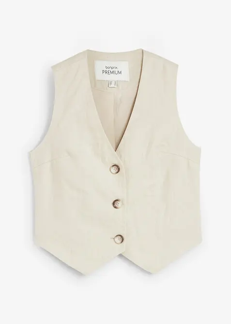 Weste aus reinem Leinen in beige von vorne - bonprix