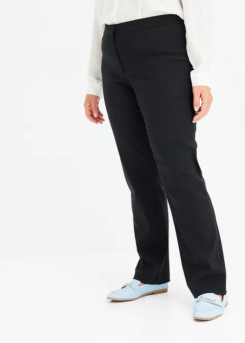 Stretch-Hose aus elastischem Bengalin in schwarz von vorne - bonprix